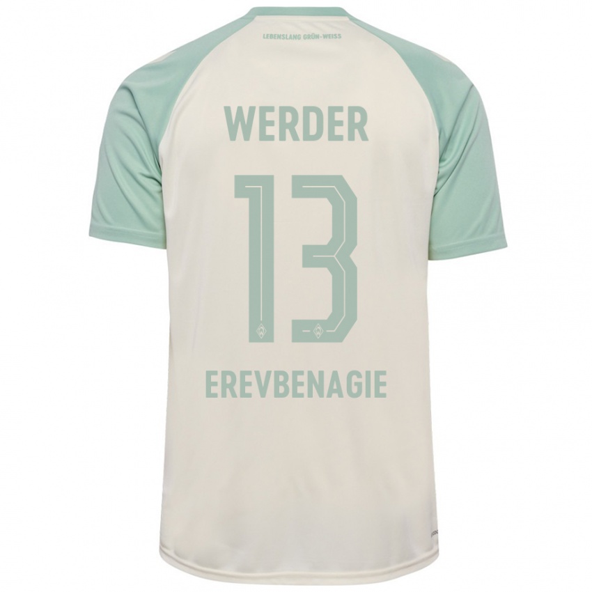 Kinder Paul Erevbenagie #13 Cremeweiß Hellgrün Auswärtstrikot Trikot 2024/25 T-Shirt Österreich