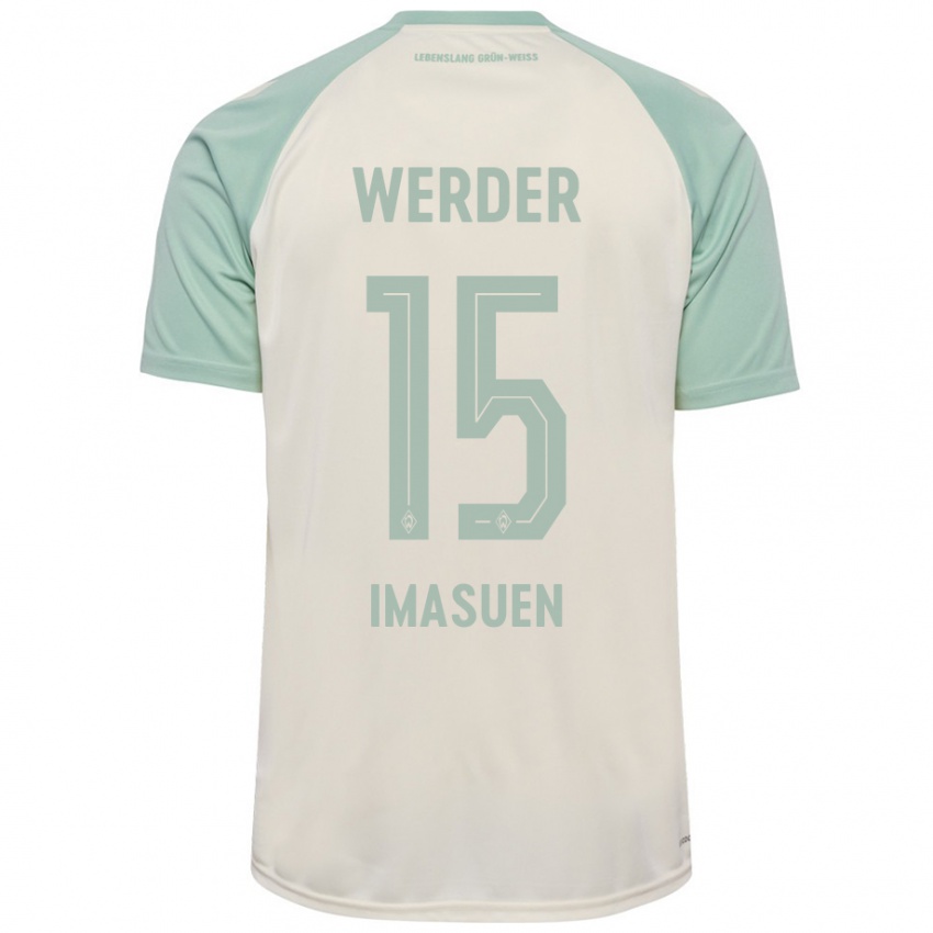 Kinder Joel Imasuen #15 Cremeweiß Hellgrün Auswärtstrikot Trikot 2024/25 T-Shirt Österreich