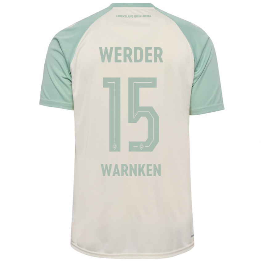 Kinder Jannes Warnken #15 Cremeweiß Hellgrün Auswärtstrikot Trikot 2024/25 T-Shirt Österreich