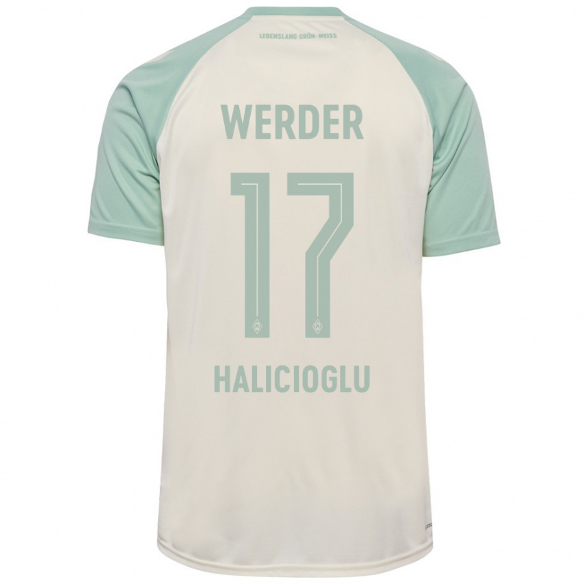 Kinder Arda Halicioglu #17 Cremeweiß Hellgrün Auswärtstrikot Trikot 2024/25 T-Shirt Österreich