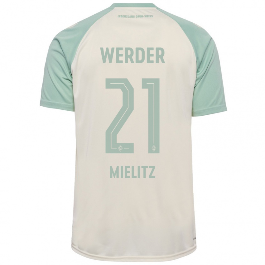 Kinder Sebastian Mielitz #21 Cremeweiß Hellgrün Auswärtstrikot Trikot 2024/25 T-Shirt Österreich