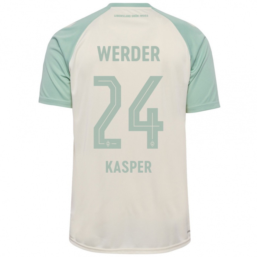 Kinder Dominik Kasper #24 Cremeweiß Hellgrün Auswärtstrikot Trikot 2024/25 T-Shirt Österreich