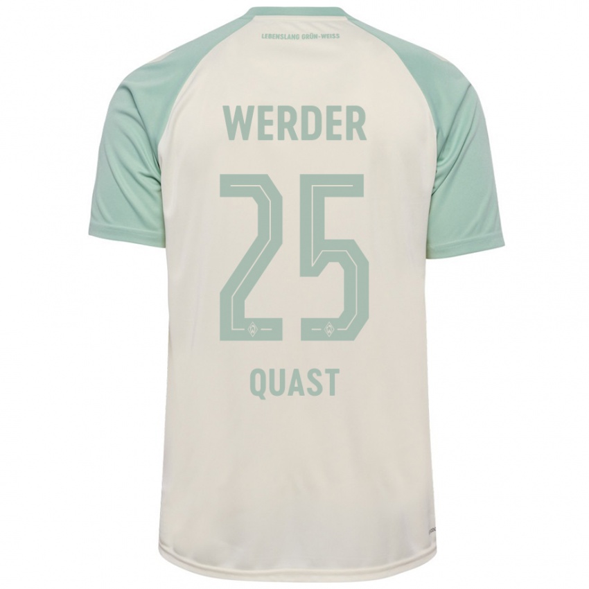 Kinder Sönke Quast #25 Cremeweiß Hellgrün Auswärtstrikot Trikot 2024/25 T-Shirt Österreich