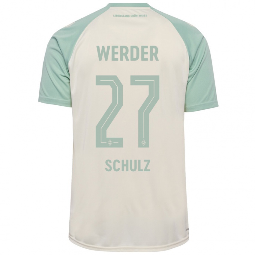 Kinder Ole Schulz #27 Cremeweiß Hellgrün Auswärtstrikot Trikot 2024/25 T-Shirt Österreich