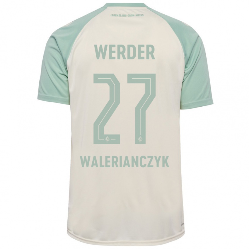 Kinder Dennis Walerianczyk #27 Cremeweiß Hellgrün Auswärtstrikot Trikot 2024/25 T-Shirt Österreich