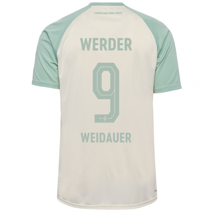 Kinder Sophie Weidauer #9 Cremeweiß Hellgrün Auswärtstrikot Trikot 2024/25 T-Shirt Österreich