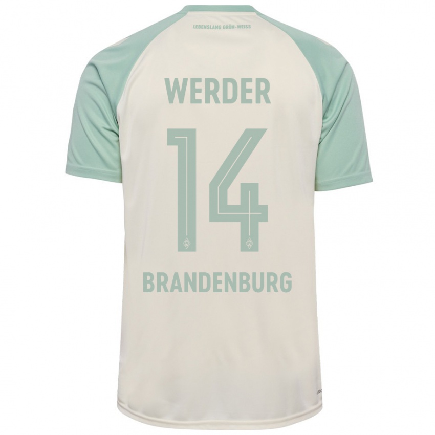 Kinder Michaela Brandenburg #14 Cremeweiß Hellgrün Auswärtstrikot Trikot 2024/25 T-Shirt Österreich