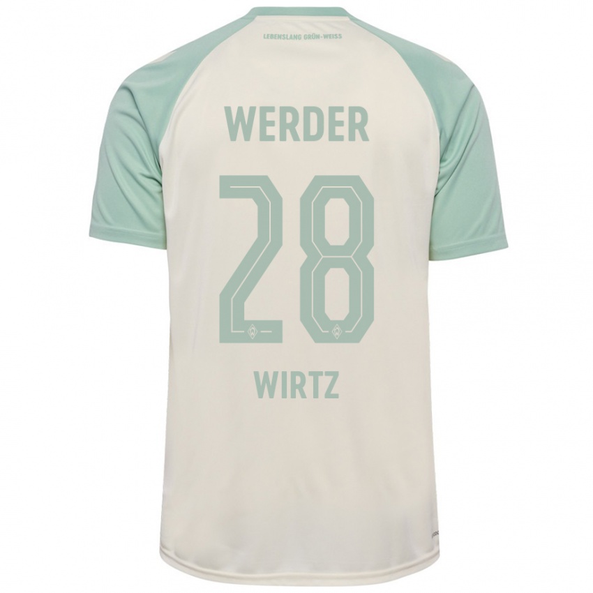 Kinder Juliane Wirtz #28 Cremeweiß Hellgrün Auswärtstrikot Trikot 2024/25 T-Shirt Österreich