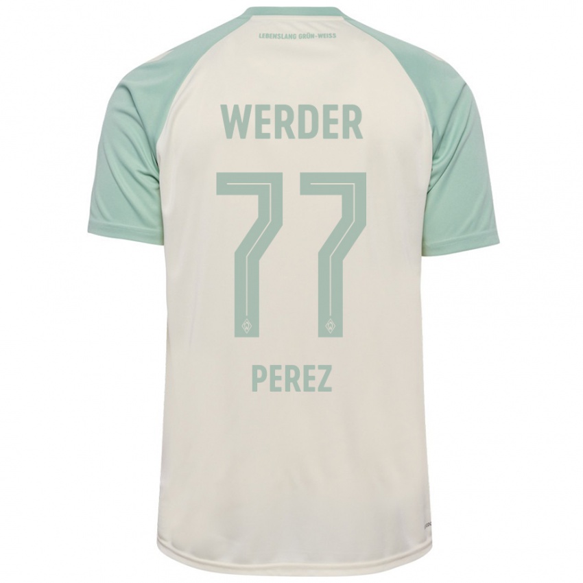 Kinder Catalina Pérez Jaramillo #77 Cremeweiß Hellgrün Auswärtstrikot Trikot 2024/25 T-Shirt Österreich