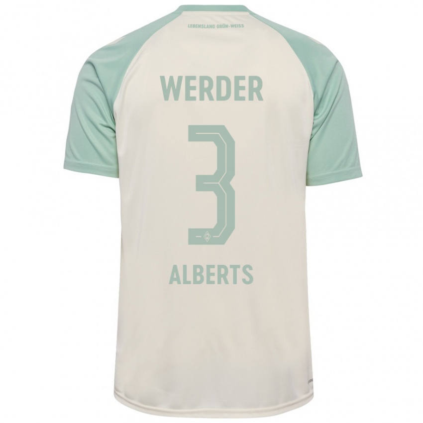 Kinder Christopher Alberts #3 Cremeweiß Hellgrün Auswärtstrikot Trikot 2024/25 T-Shirt Österreich