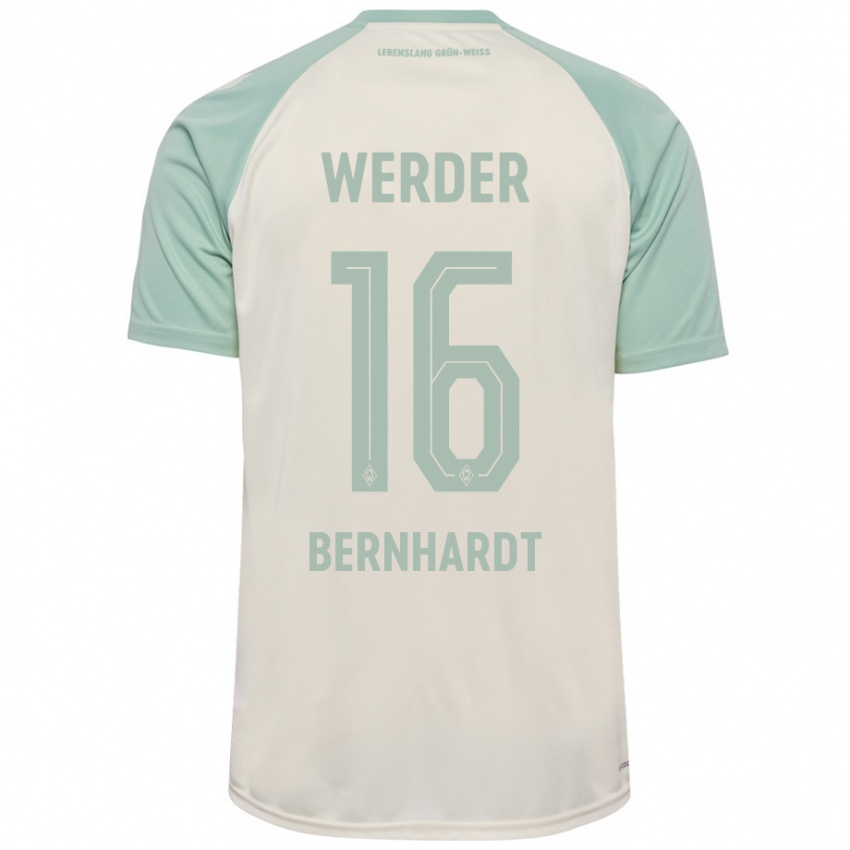 Kinder Emilie Bernhardt #16 Cremeweiß Hellgrün Auswärtstrikot Trikot 2024/25 T-Shirt Österreich