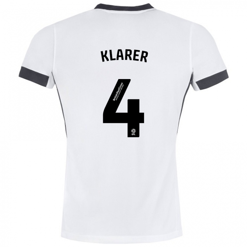 Kinder Christoph Klarer #4 Weiß Schwarz Auswärtstrikot Trikot 2024/25 T-Shirt Österreich