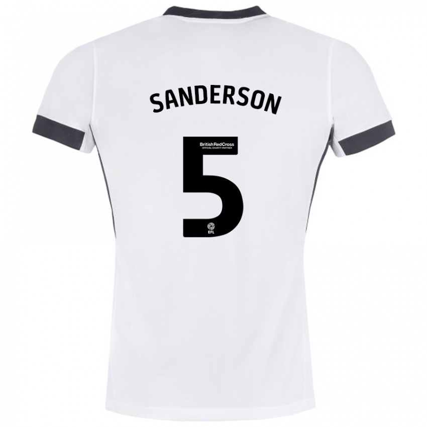 Kinder Dion Sanderson #5 Weiß Schwarz Auswärtstrikot Trikot 2024/25 T-Shirt Österreich