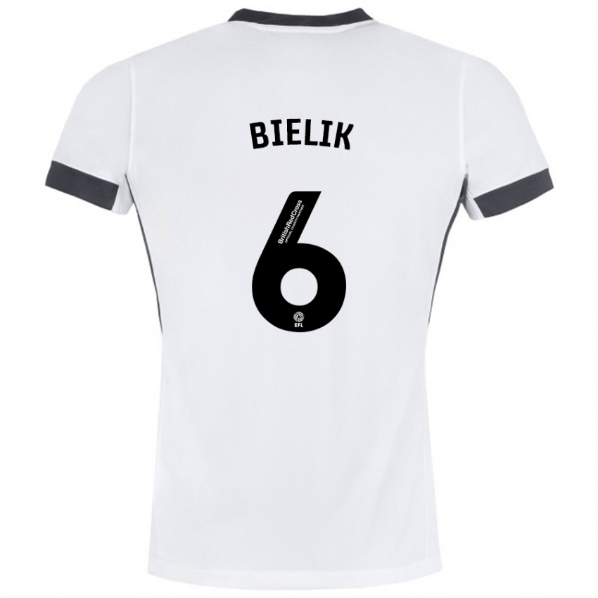 Kinder Krystian Bielik #6 Weiß Schwarz Auswärtstrikot Trikot 2024/25 T-Shirt Österreich