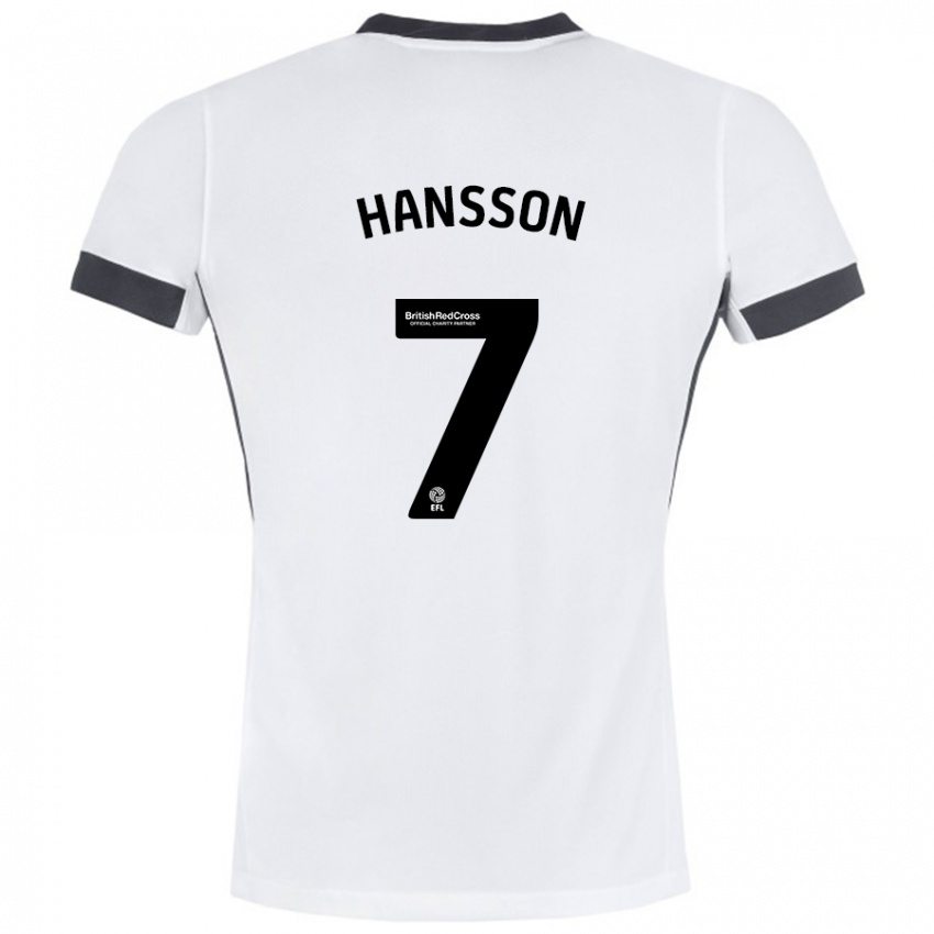 Kinder Emil Hansson #7 Weiß Schwarz Auswärtstrikot Trikot 2024/25 T-Shirt Österreich