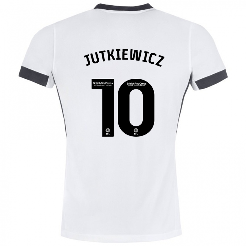 Kinder Lukas Jutkiewicz #10 Weiß Schwarz Auswärtstrikot Trikot 2024/25 T-Shirt Österreich