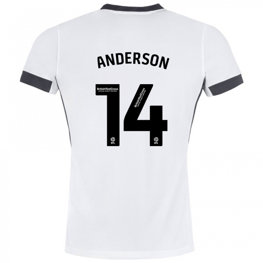 Kinder Keshi Anderson #14 Weiß Schwarz Auswärtstrikot Trikot 2024/25 T-Shirt Österreich