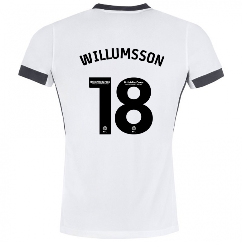 Kinder Willum Thór Willumsson #18 Weiß Schwarz Auswärtstrikot Trikot 2024/25 T-Shirt Österreich