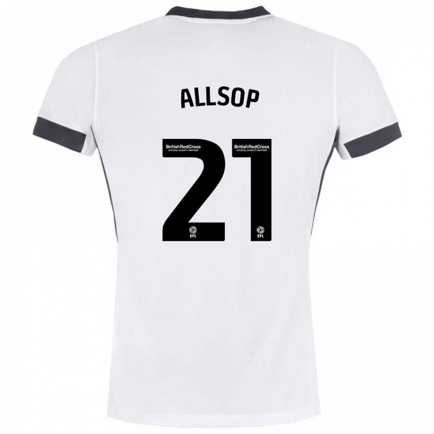 Kinder Ryan Allsop #21 Weiß Schwarz Auswärtstrikot Trikot 2024/25 T-Shirt Österreich