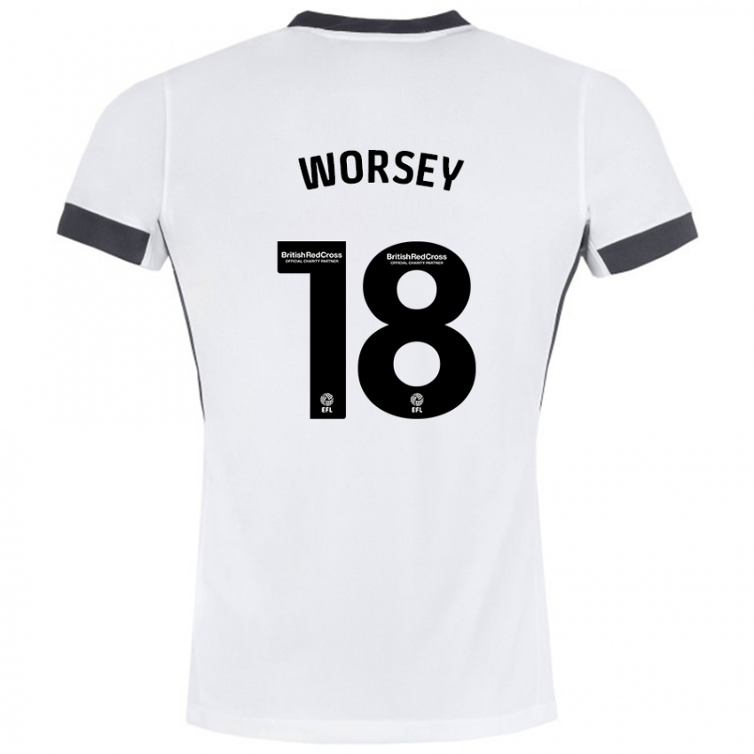 Kinder Louanne Worsey #18 Weiß Schwarz Auswärtstrikot Trikot 2024/25 T-Shirt Österreich