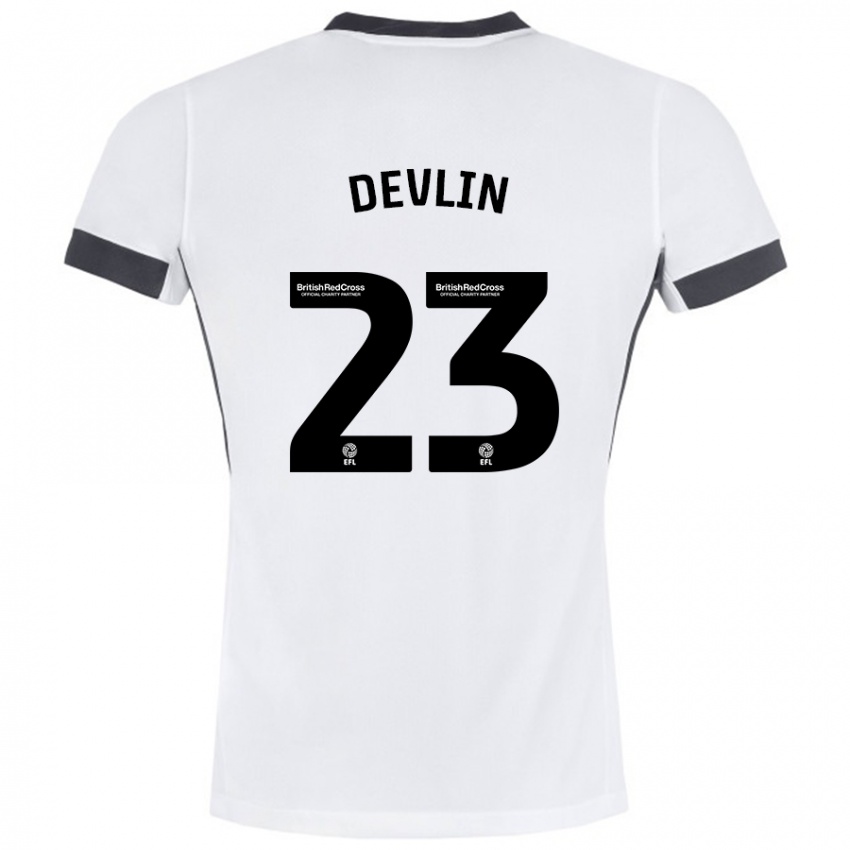 Kinder Charlotte Devlin #23 Weiß Schwarz Auswärtstrikot Trikot 2024/25 T-Shirt Österreich