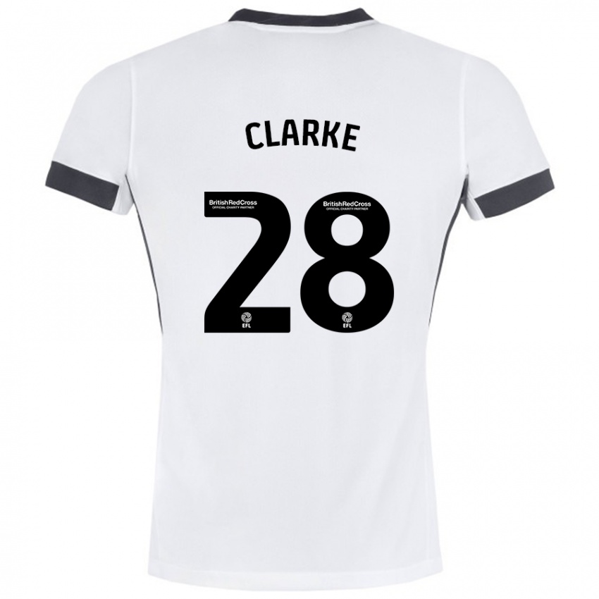 Kinder Charlotte Clarke #28 Weiß Schwarz Auswärtstrikot Trikot 2024/25 T-Shirt Österreich