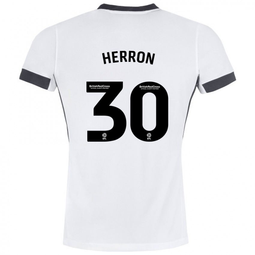 Kinder Neve Herron #30 Weiß Schwarz Auswärtstrikot Trikot 2024/25 T-Shirt Österreich