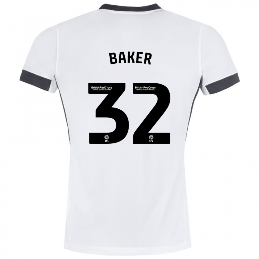 Kinder Ava Baker #32 Weiß Schwarz Auswärtstrikot Trikot 2024/25 T-Shirt Österreich