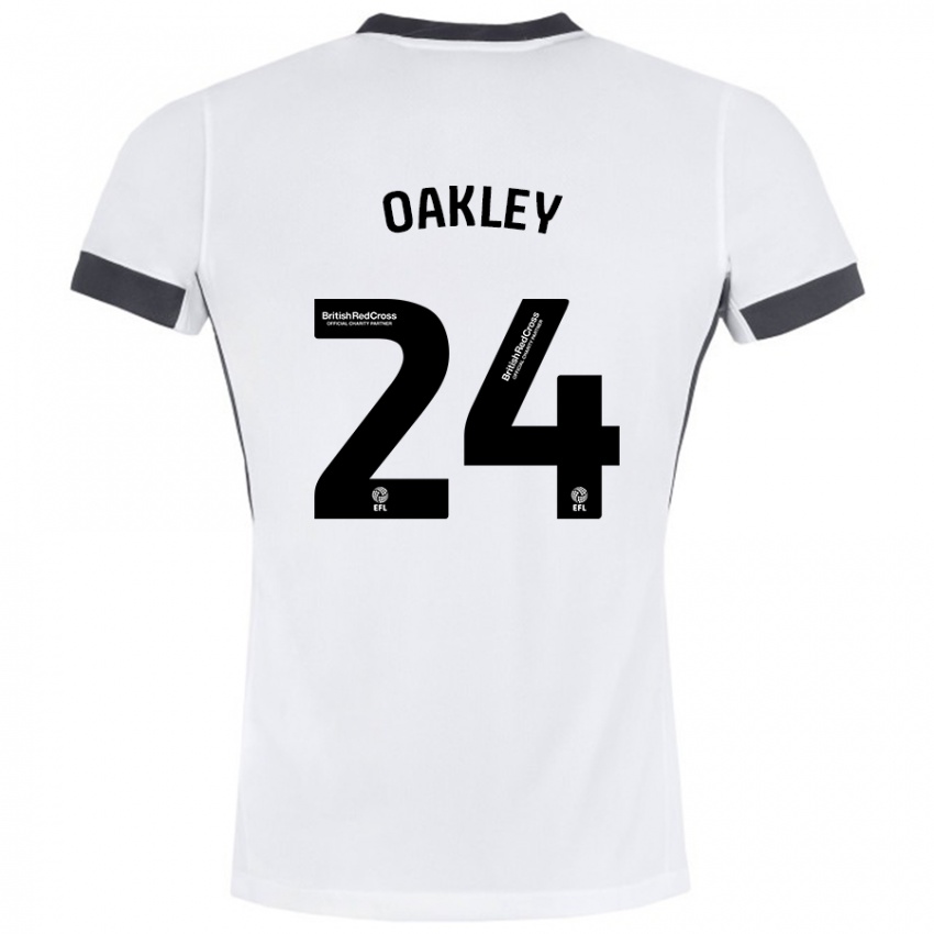 Kinder Marcel Oakley #24 Weiß Schwarz Auswärtstrikot Trikot 2024/25 T-Shirt Österreich