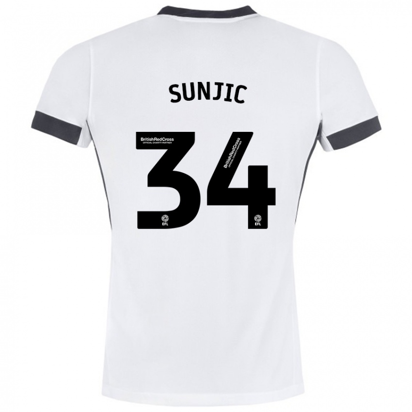 Kinder Ivan Sunjic #34 Weiß Schwarz Auswärtstrikot Trikot 2024/25 T-Shirt Österreich