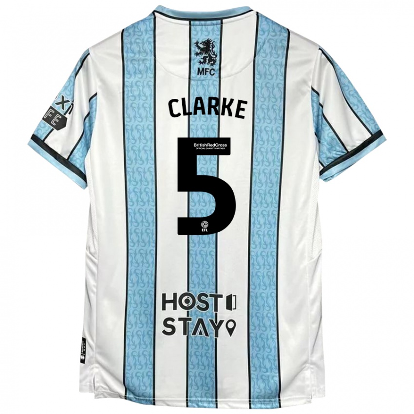 Kinder Matt Clarke #5 Weiß Blau Auswärtstrikot Trikot 2024/25 T-Shirt Österreich