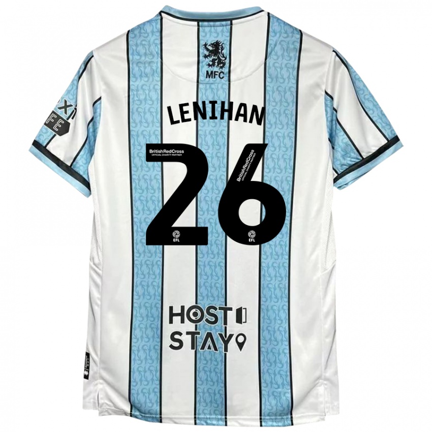 Kinder Darragh Lenihan #26 Weiß Blau Auswärtstrikot Trikot 2024/25 T-Shirt Österreich