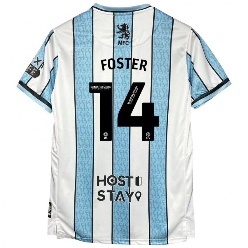 Kinder Emma Foster #14 Weiß Blau Auswärtstrikot Trikot 2024/25 T-Shirt Österreich