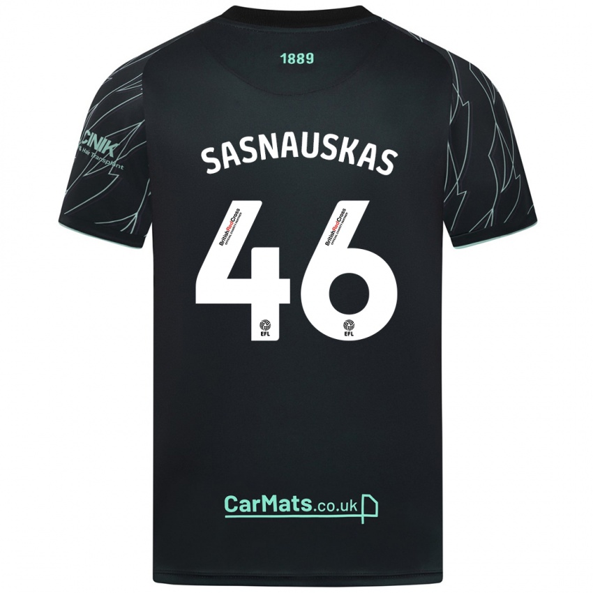 Kinder Dovydas Sasnauskas #46 Schwarz Grün Auswärtstrikot Trikot 2024/25 T-Shirt Österreich