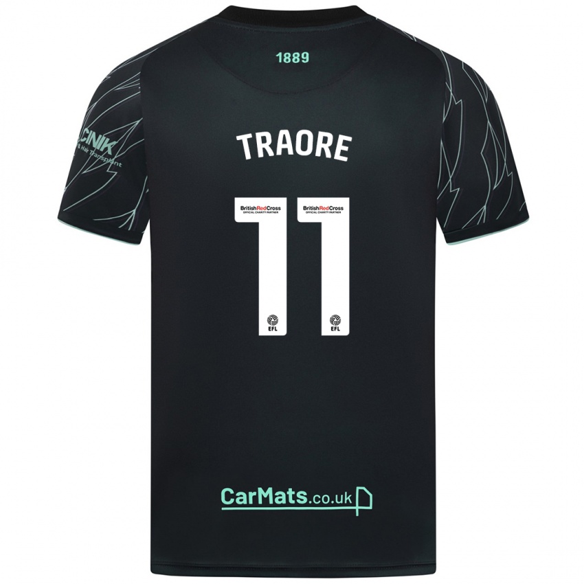 Kinder Bénie Traoré #11 Schwarz Grün Auswärtstrikot Trikot 2024/25 T-Shirt Österreich