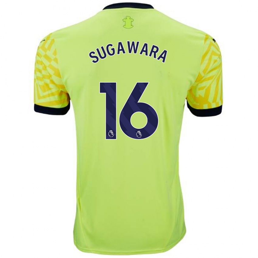 Kinder Yukinari Sugawara #16 Gelb Auswärtstrikot Trikot 2024/25 T-Shirt Österreich