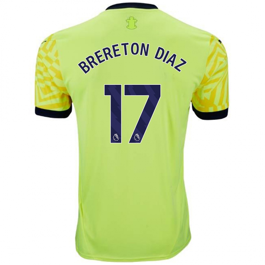 Kinder Ben Brereton Díaz #17 Gelb Auswärtstrikot Trikot 2024/25 T-Shirt Österreich