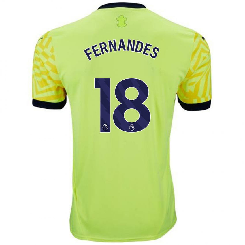 Kinder Mateus Fernandes #18 Gelb Auswärtstrikot Trikot 2024/25 T-Shirt Österreich