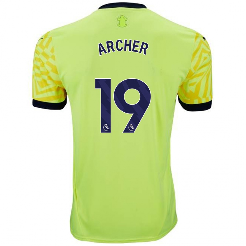 Kinder Cameron Archer #19 Gelb Auswärtstrikot Trikot 2024/25 T-Shirt Österreich