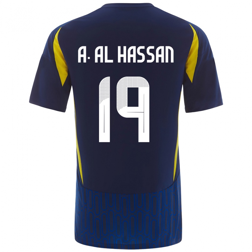 Kinder Ali Al-Hassan #19 Blau Gelb Auswärtstrikot Trikot 2024/25 T-Shirt Österreich