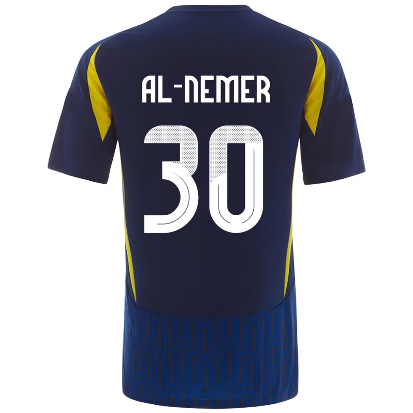 Kinder Meshari Al-Nemer #30 Blau Gelb Auswärtstrikot Trikot 2024/25 T-Shirt Österreich