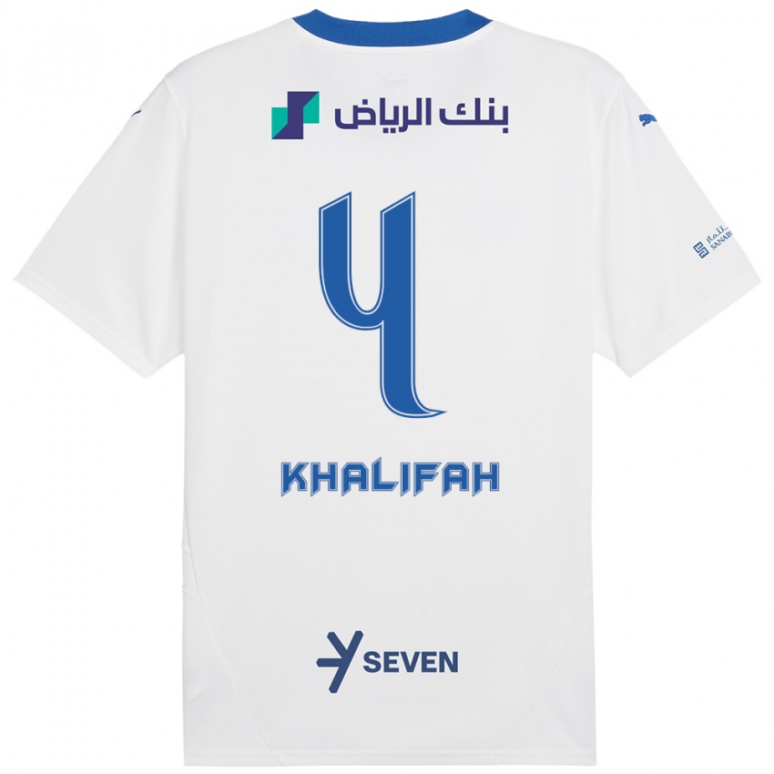 Kinder Khalifah Al-Dawsari #4 Weiß Blau Auswärtstrikot Trikot 2024/25 T-Shirt Österreich