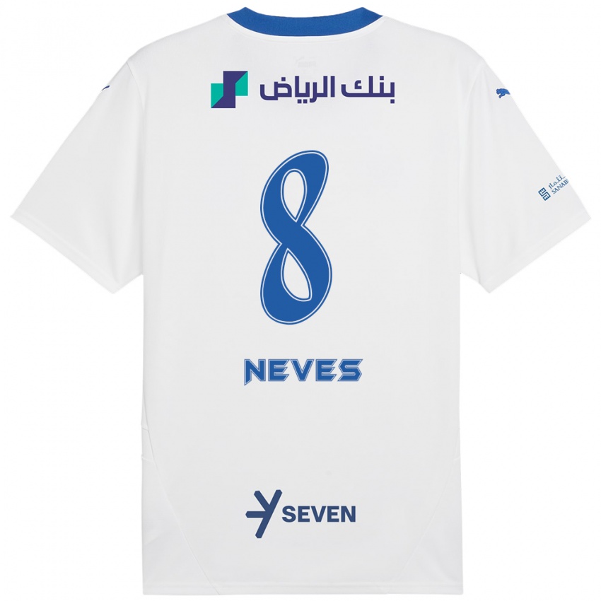 Kinder Rúben Neves #8 Weiß Blau Auswärtstrikot Trikot 2024/25 T-Shirt Österreich