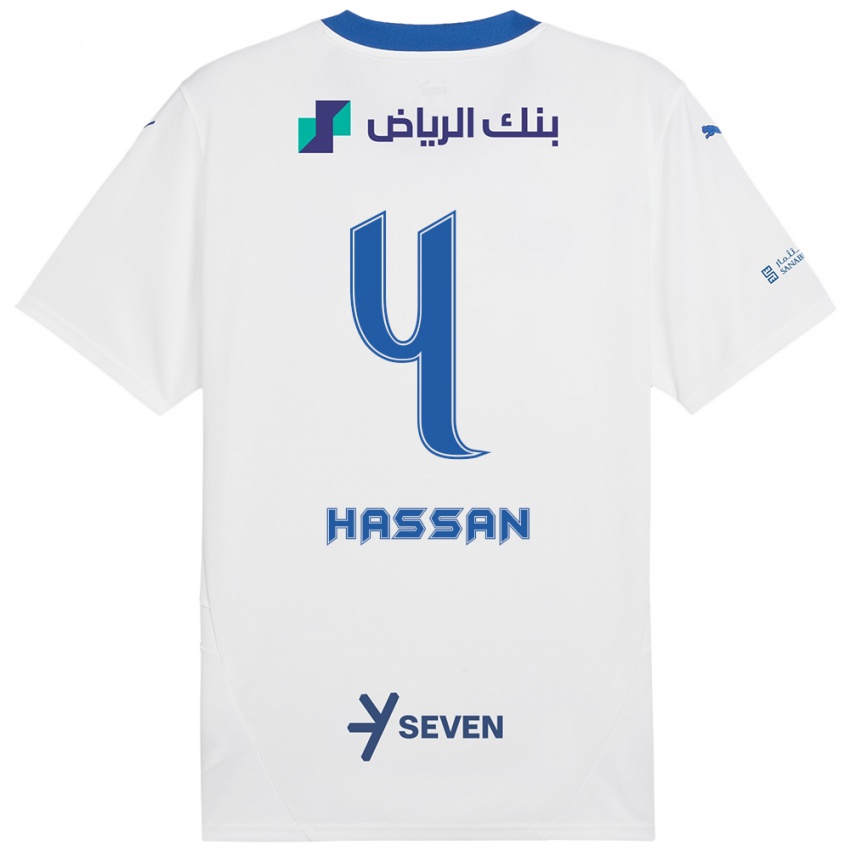 Kinder Eman Hassan #4 Weiß Blau Auswärtstrikot Trikot 2024/25 T-Shirt Österreich