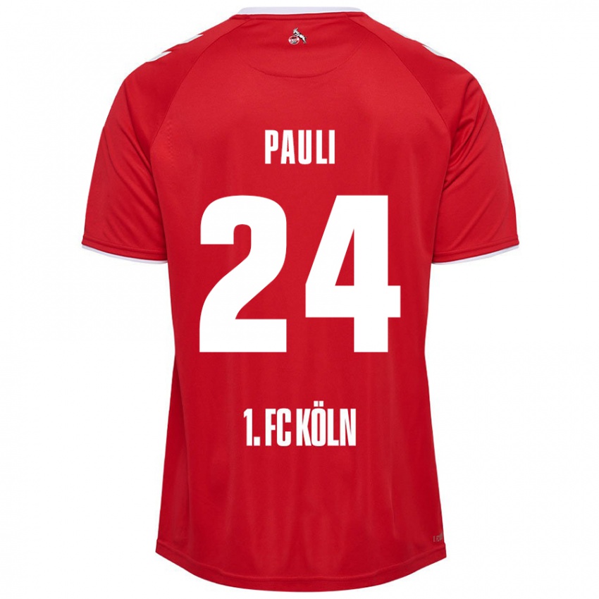 Kinder Julian Pauli #24 Rot Weiß Auswärtstrikot Trikot 2024/25 T-Shirt Österreich