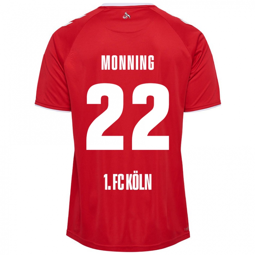 Kinder Marlon Monning #22 Rot Weiß Auswärtstrikot Trikot 2024/25 T-Shirt Österreich