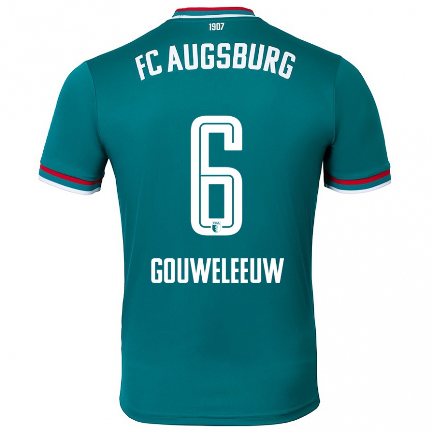 Kinder Jeffrey Gouweleeuw #6 Dunkelgrün Auswärtstrikot Trikot 2024/25 T-Shirt Österreich