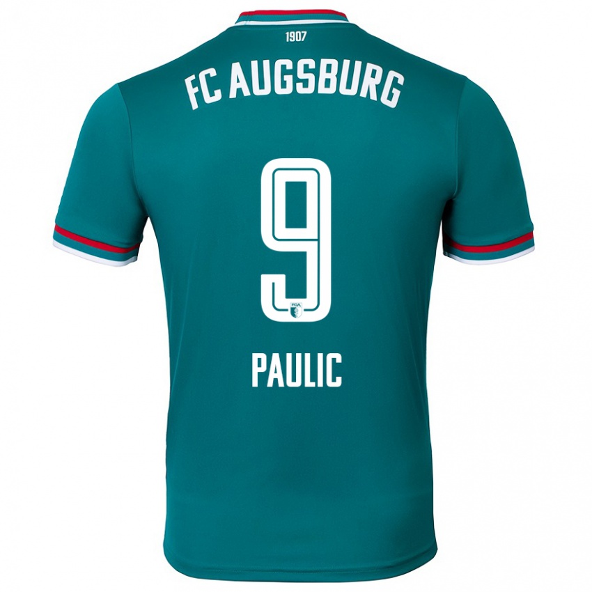 Kinder Anthony Paulic #9 Dunkelgrün Auswärtstrikot Trikot 2024/25 T-Shirt Österreich