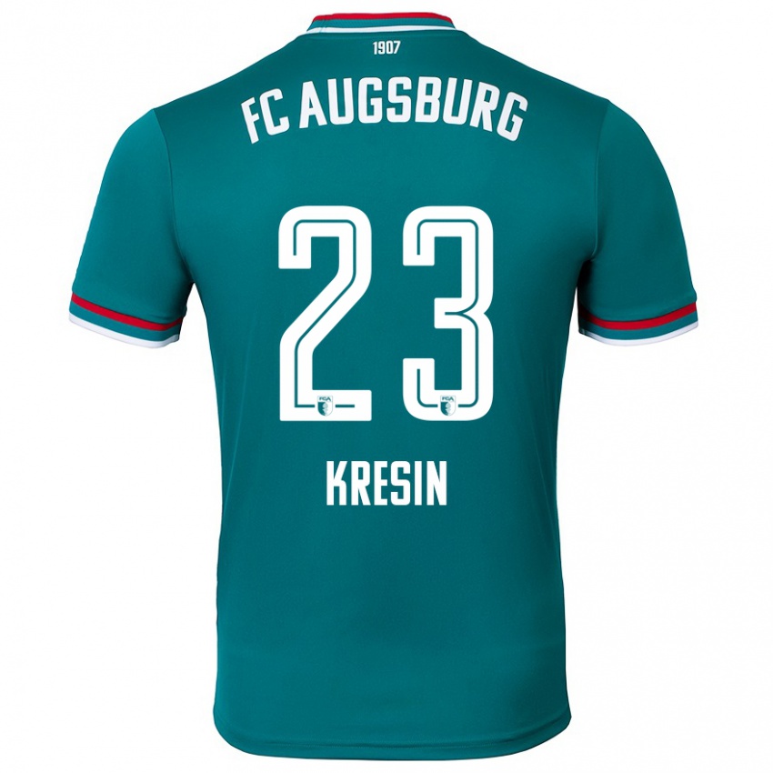 Kinder Constantin Kresin #23 Dunkelgrün Auswärtstrikot Trikot 2024/25 T-Shirt Österreich