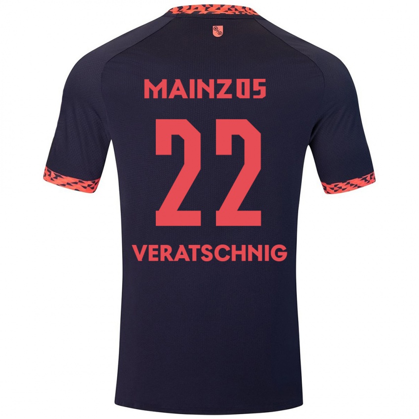 Kinder Nikolas Veratschnig #22 Blau Korallenrot Auswärtstrikot Trikot 2024/25 T-Shirt Österreich